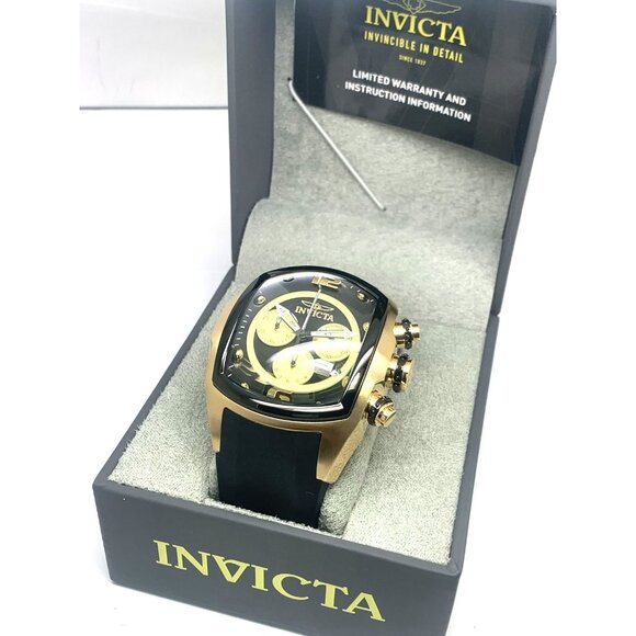 Invicta Men's Watch 10067 Lupah Quartz Chronograph Gold Black Rubber Strap 48mm - Picture 3 of 15